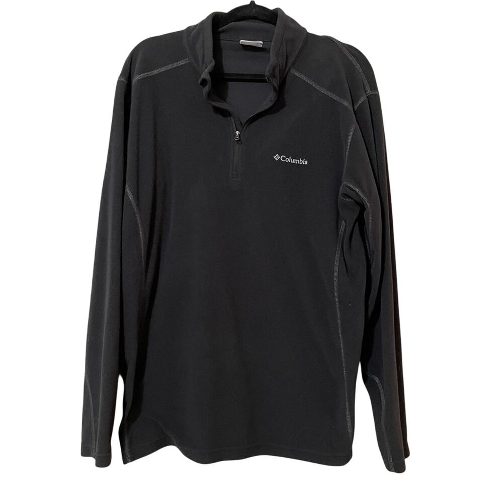 Columbia Black Quarter Zip Mens Fleece Jacket L Classic Fall Gorpcore Coat